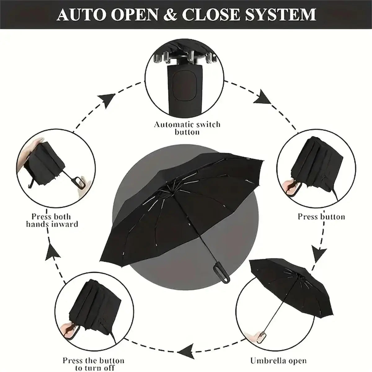 Automatic Folding Umbrella with Loop Buckle