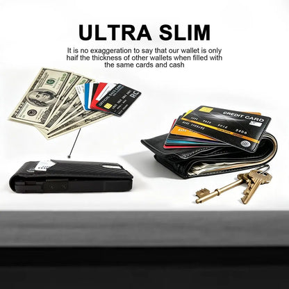 Pop-up card access mechanism on the slim wallet