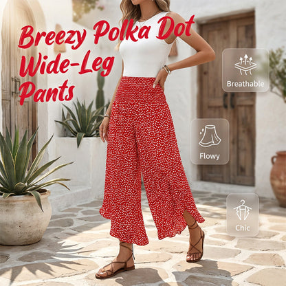 ⏰Time-Limited Special🔥The Riviera Flow Polka-Dot Wide-Leg Pants
