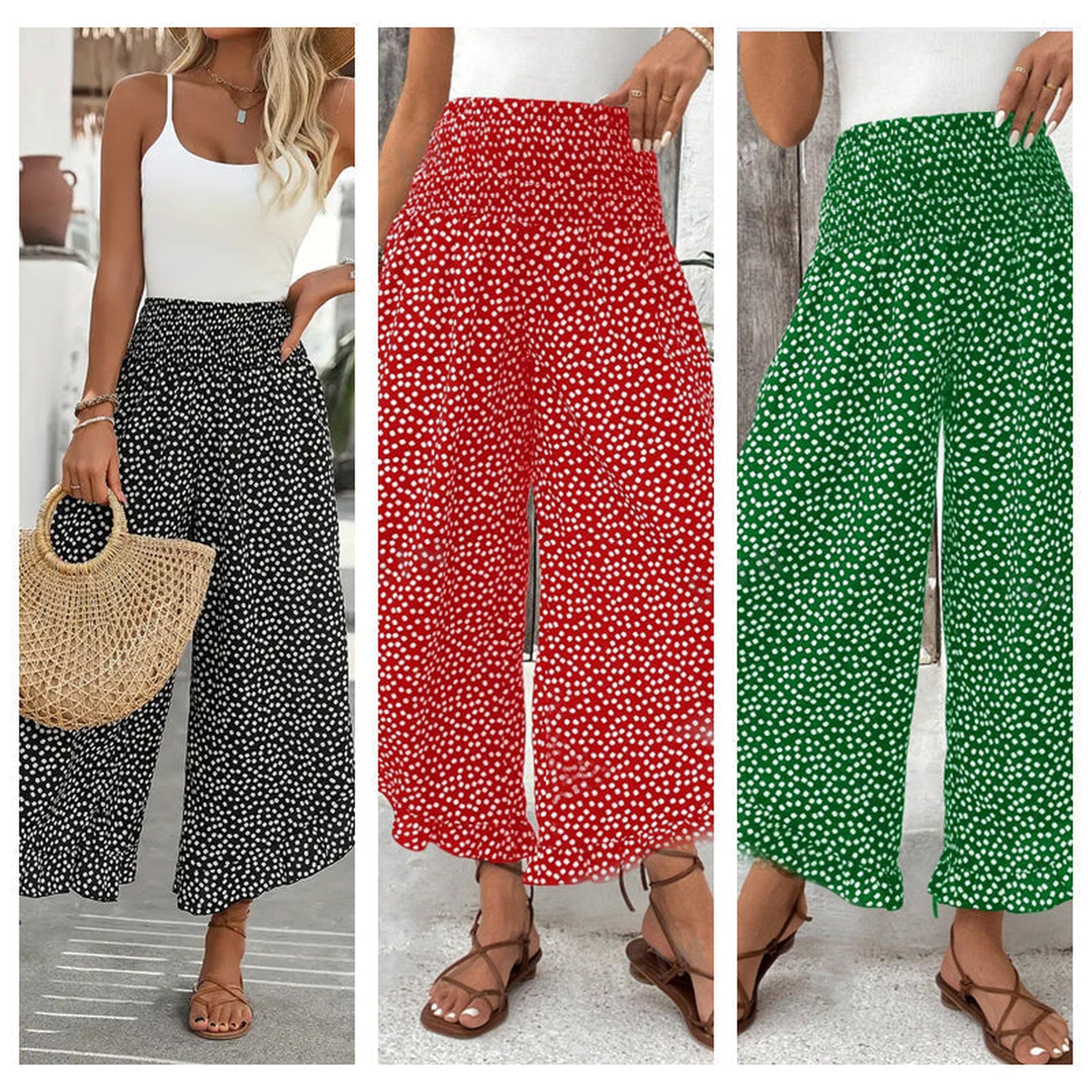 ⏰Time-Limited Special🔥The Riviera Flow Polka-Dot Wide-Leg Pants