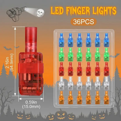 36Pcs Halloween LED Finger Lights, Colorful Glow Toys with 12 Patterns, Kids Party Favors & Trick or Treat Goody Bag Fillers