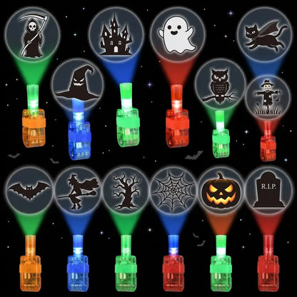36Pcs Halloween LED Finger Lights, Colorful Glow Toys with 12 Patterns, Kids Party Favors & Trick or Treat Goody Bag Fillers