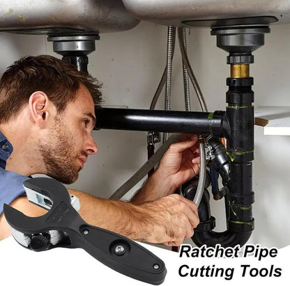 Ratchet Pipe Cutter, 1-Handed Grip Pipe Cutter for 5/16"-1-1/8" Steel/Copper/Alum Pipes, Metal Cutting Tool