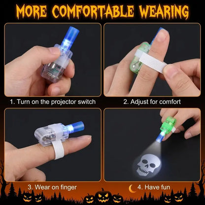 36Pcs Halloween LED Finger Lights, Colorful Glow Toys with 12 Patterns, Kids Party Favors & Trick or Treat Goody Bag Fillers
