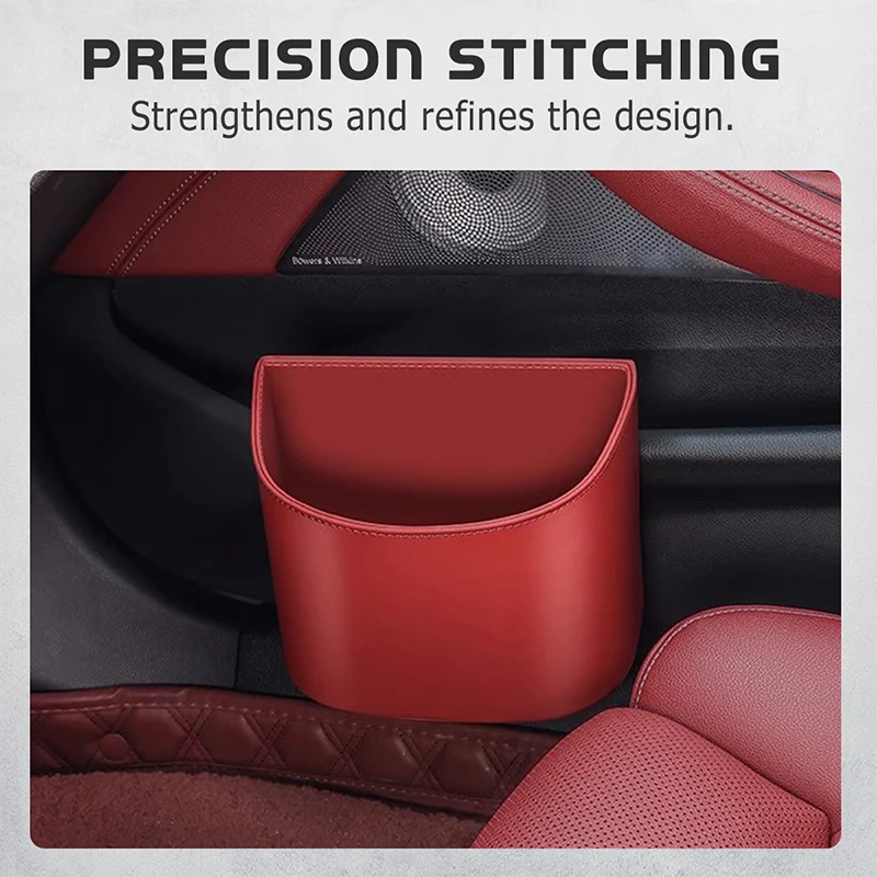 Leather car organizer feature detail