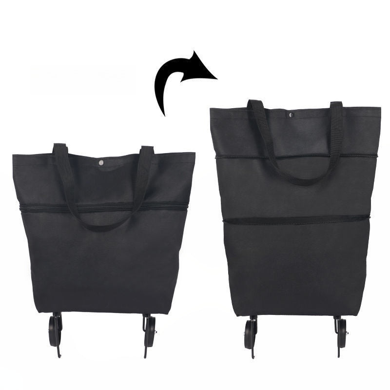 🛒 50% RABATT NU! 🧳 2‑i‑1 Hopfällbar Shoppingvagn – Stor Kapacitet & Slitstarkt Oxford-tyg – Perfekt för Matbutik, Marknad, Camping & Resor 🌿