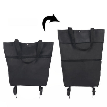 🛒 50% RABATT NU! 🧳 2‑i‑1 Hopfällbar Shoppingvagn – Stor Kapacitet & Slitstarkt Oxford-tyg – Perfekt för Matbutik, Marknad, Camping & Resor 🌿