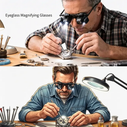 🔬 50% RABATT NU! 🔍 Precision LED förstoringsglasögon – Utbytbara linser & handsfree – Perfekt för prylfix, lödning eller smyckestillverkning – skonsamt för ögonen vid närarbete 🛠️