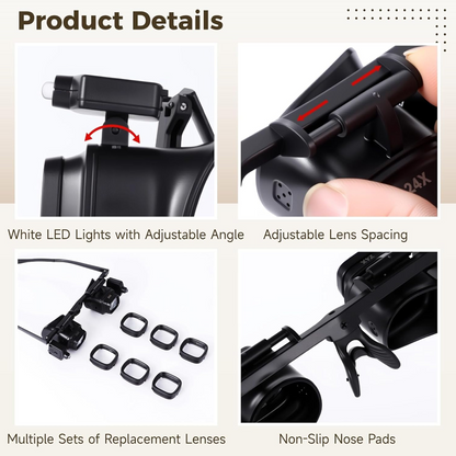 🔬 50% RABATT NU! 🔍 Precision LED förstoringsglasögon – Utbytbara linser & handsfree – Perfekt för prylfix, lödning eller smyckestillverkning – skonsamt för ögonen vid närarbete 🛠️