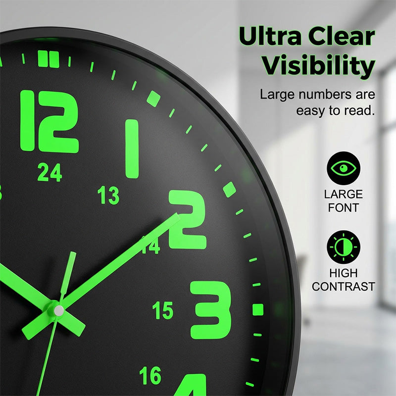 12-Inch Silent Luminous Wall Clock with 3 Adhesive Hooks - product image 3