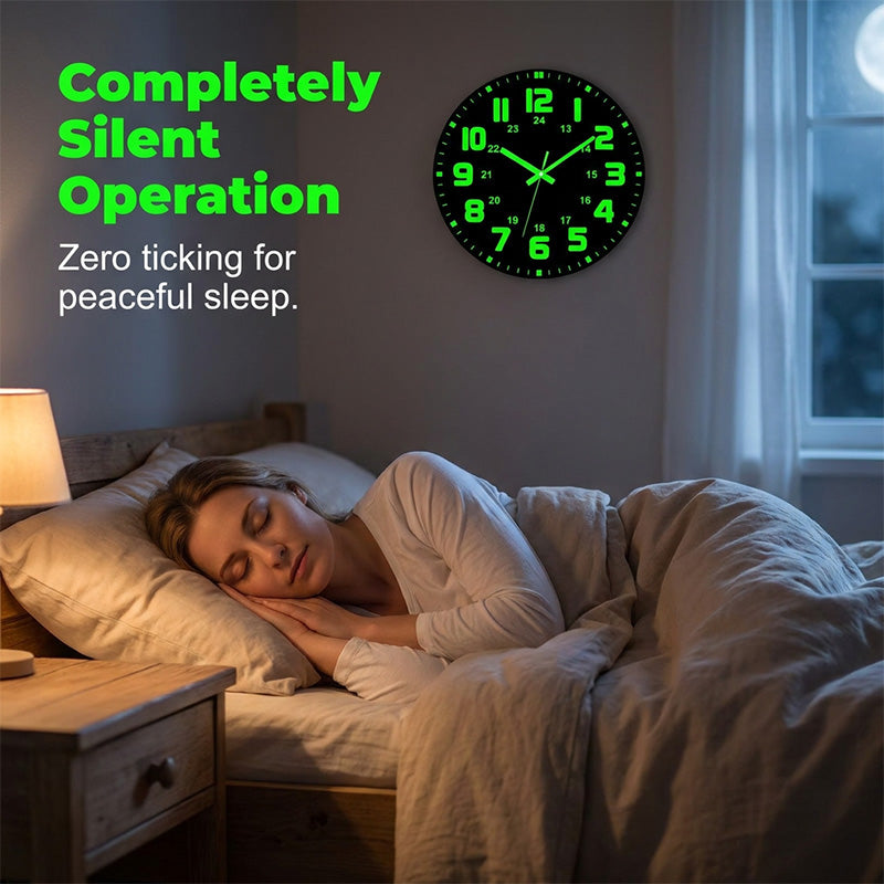 12-Inch Silent Luminous Wall Clock with 3 Adhesive Hooks - product image 7