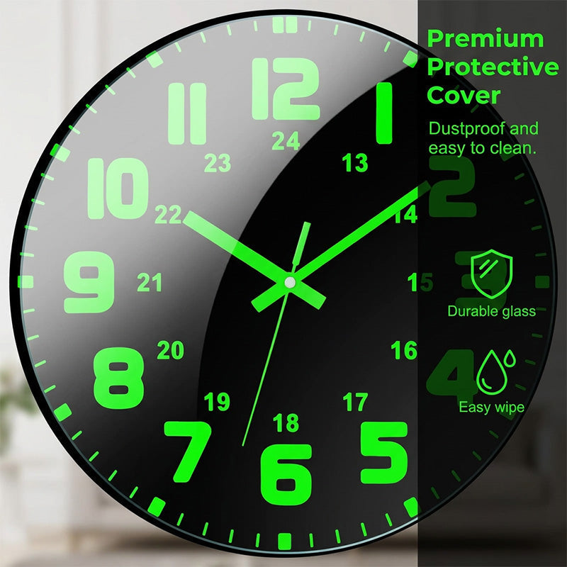 12-Inch Silent Luminous Wall Clock with 3 Adhesive Hooks - product image 6