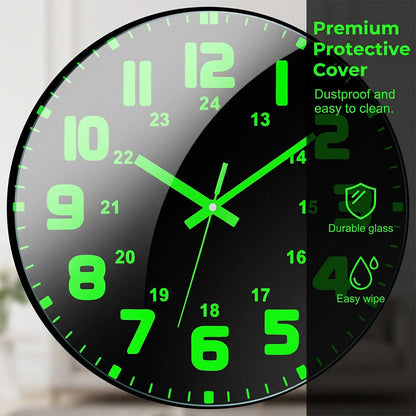 12-Inch Silent Luminous Wall Clock with 3 Adhesive Hooks - product image 6