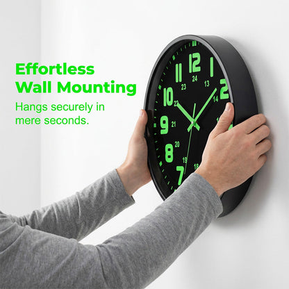 12-Inch Silent Luminous Wall Clock with 3 Adhesive Hooks - product image 8