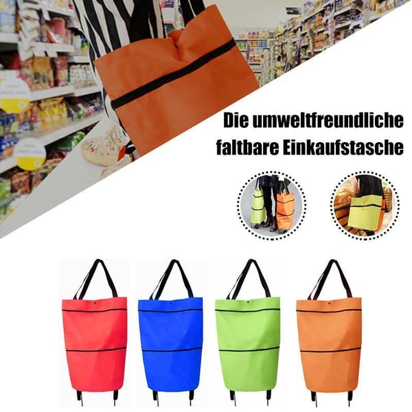 🛒 50% RABATT NU! 🧳 2‑i‑1 Hopfällbar Shoppingvagn – Stor Kapacitet & Slitstarkt Oxford-tyg – Perfekt för Matbutik, Marknad, Camping & Resor 🌿