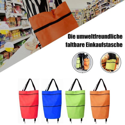 🛒 50% RABATT NU! 🧳 2‑i‑1 Hopfällbar Shoppingvagn – Stor Kapacitet & Slitstarkt Oxford-tyg – Perfekt för Matbutik, Marknad, Camping & Resor 🌿
