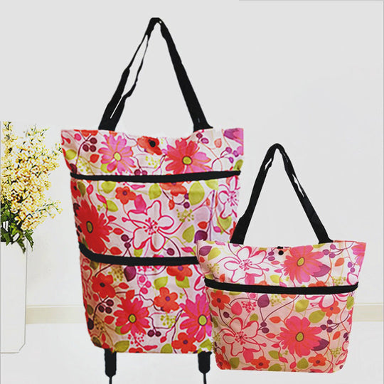 🛒 50% RABATT NU! 🧳 2‑i‑1 Hopfällbar Shoppingvagn – Stor Kapacitet & Slitstarkt Oxford-tyg – Perfekt för Matbutik, Marknad, Camping & Resor 🌿