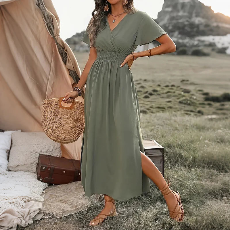 ⏳Time-Limited Special⏰Women's Summer V-Neck Side Slit Maxi Dress
