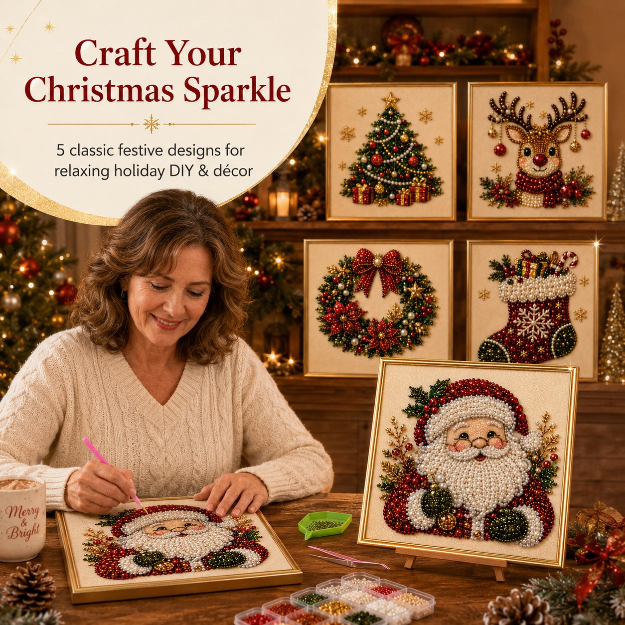 DIY Christmas Pearl Diamond Painting Kit - product image 2