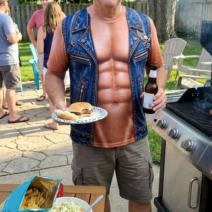 Men's Funny Fake Muscle Print T-Shirt - product image 3