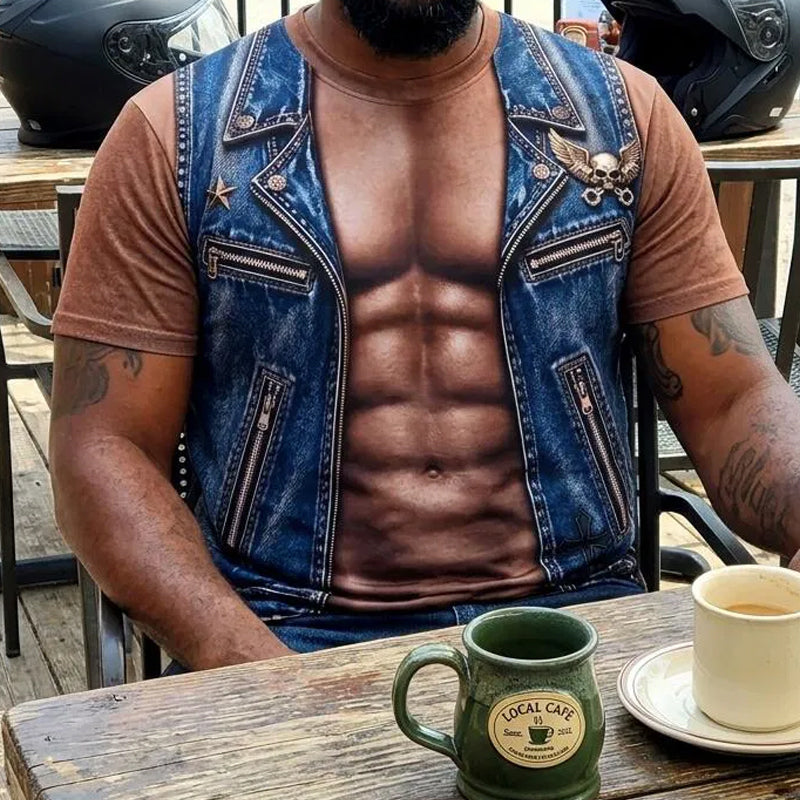 Men's Funny Fake Muscle Print T-Shirt - product image 7