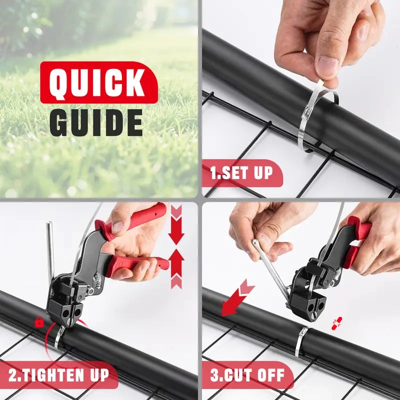 Three-step guide for installing a stainless steel cable tie