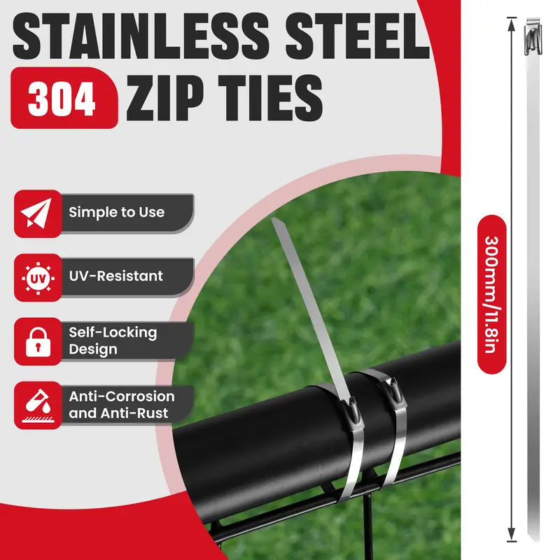 Dimensions and features of 304 stainless steel cable ties