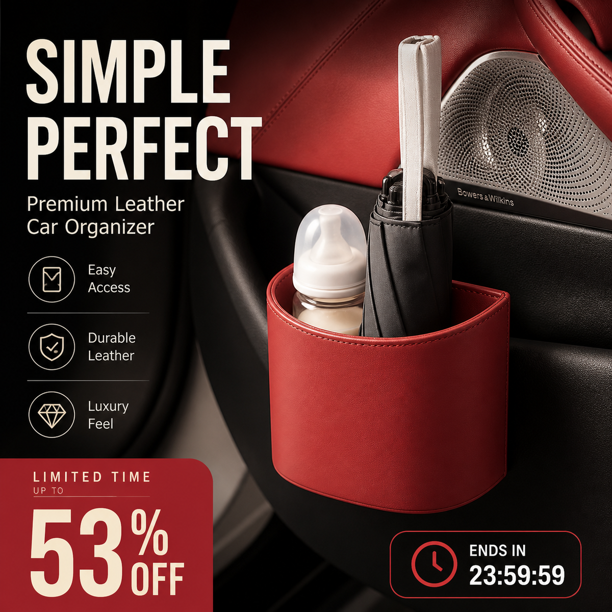 🚗 45% OFF! Leather Car Door Cup Holder – Wide‑mouth opening, easy reach for drinks & phone. Clip‑on secure fit. PU leather, tough & stylish. 🛡️✨